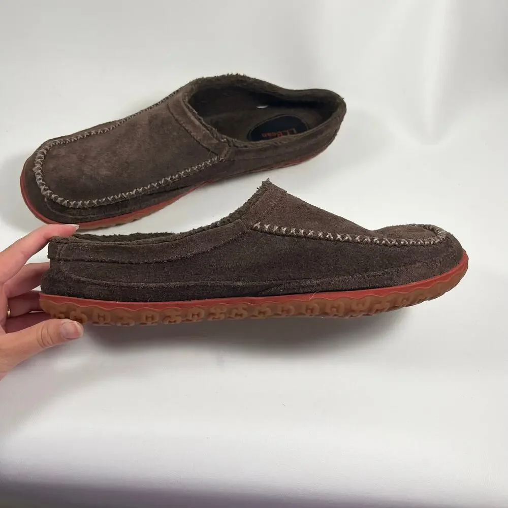 LL Bean Mountain Slipper Scuff Mens 12 Brown Cozy Casual Outdoor Cabincore